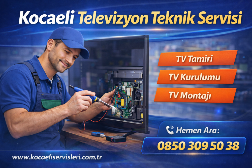 Kocaeli televizyon teknik servisi teknisyeni LED ve LCD TV tamiri yaparken, Kocaeli TV onarım hizmeti
